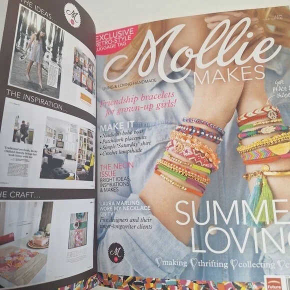 Issue 16 Mollie Makes UK 2012 Magazine Retro Fabric Tag Kit Friendship bracelets - Picture 2 of 10